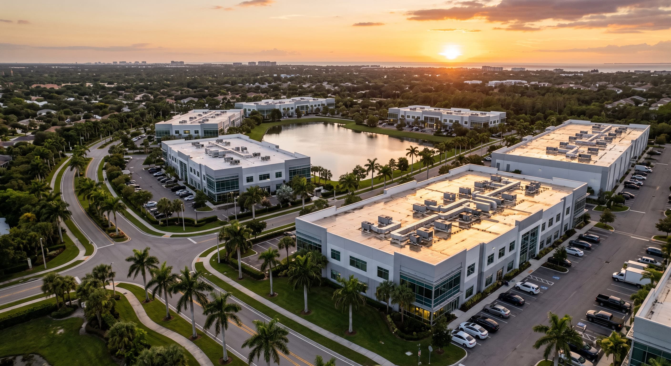 Commercial HVAC units on a rooftop in Florida